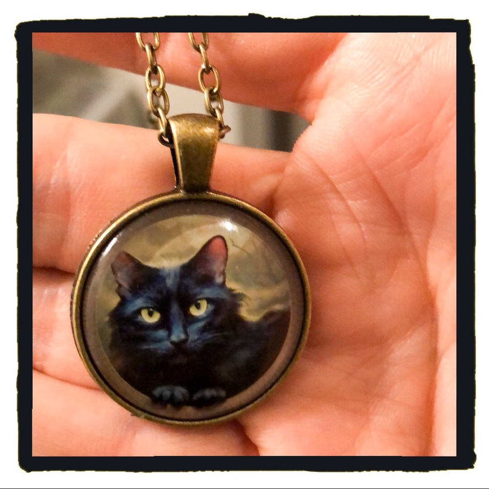 🎃Black cat brass necklace🎃 - Picture 2 of 5